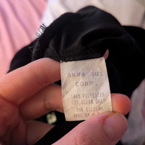 Vintage 90s Anna Sui Black Velvet Burnout Floral Dress – Size 6 - Picture 8 of 9